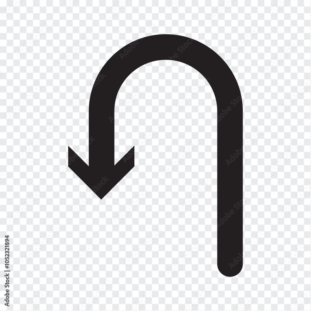 U Turn arrow icon vector illustration. U turn arrow symbol icon on transparent background. U Turn arrow icon vector illustration. U turn arrow symbol icon on transparent background.