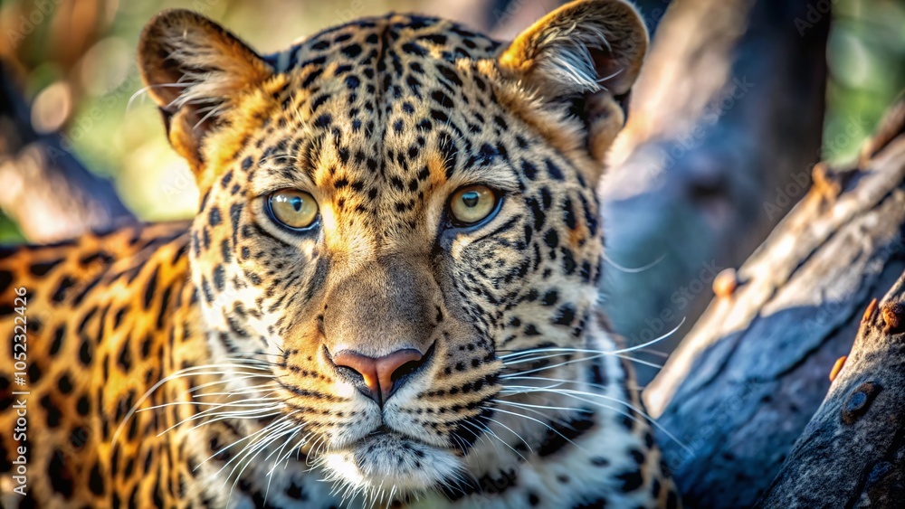Naklejka premium Close-Up of a Leopard in Nature with High Depth of Field for Wildlife Photography