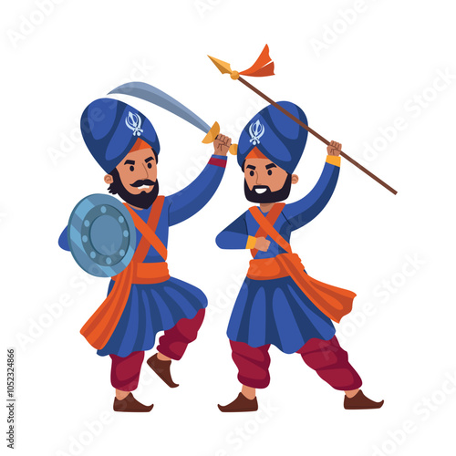 indian mens practicing gatka martial art photo