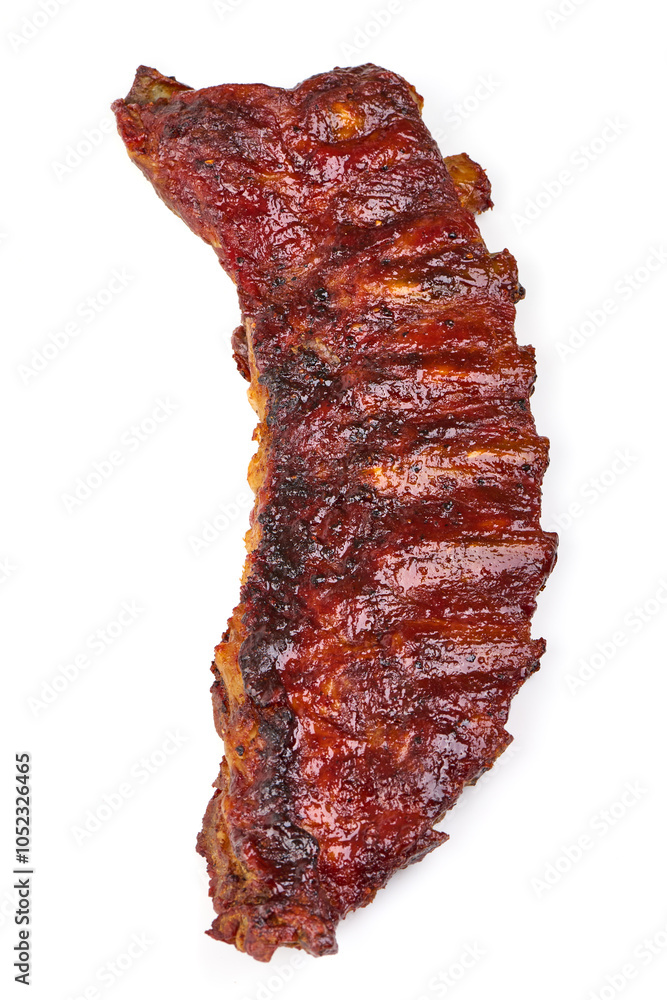 Roasted pork ribs bbq, isolated on white background. Roasted pork ribs bbq, isolated on white background.