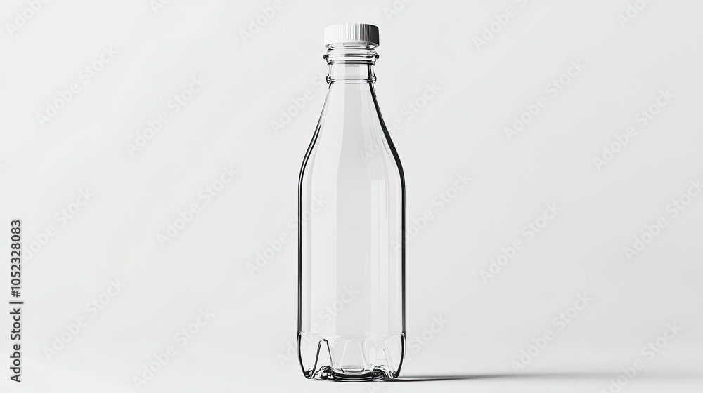 Glass water bottle with a cap suspended in a minimalist scene, focusing on sustainability, reusability, and environmental consciousness, set against a plain white background. Glass water bottle with a cap suspended in a minimalist scene, focusing on sustainability, reusability, and environmental consciousness, set against a plain white background.