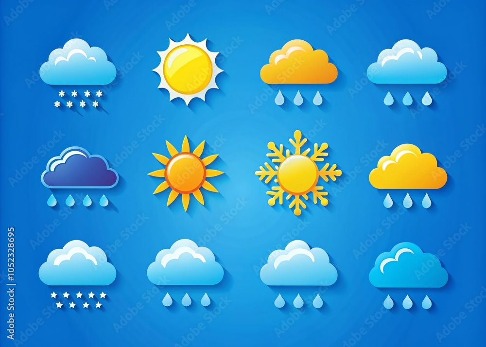 Fototapeta premium Collection of Weather Pictograms for Modern Design Projects and Presentations