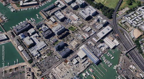 Obraz na płótnie The coast of Auckland city in New Zealand from a bird's eye view w salonie
