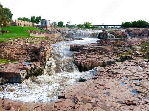 Fotografi Sioux Falls Waterfall Park Landscape South Dakota