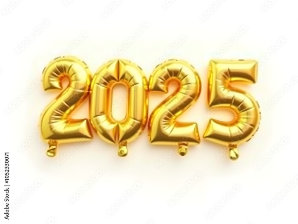 Happy New Year 2025 Golden balloons shaped as the year Happy New Year 2025 Golden balloons shaped as the year