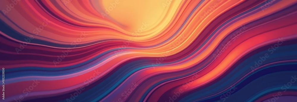 A colorful, abstract painting with a wave-like pattern A colorful, abstract painting with a wave-like pattern