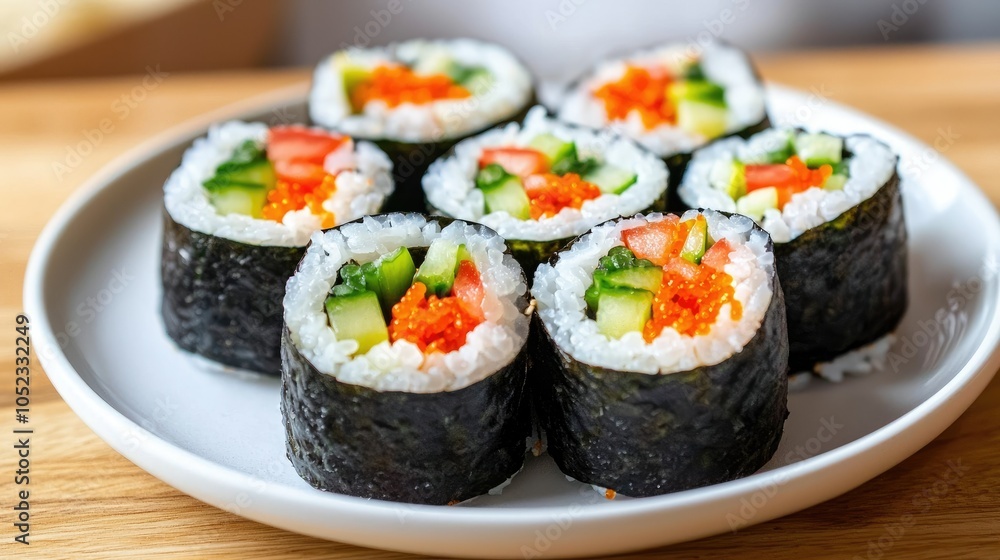 Colorful Keto-Friendly Sushi Rolls on a Plate Colorful Keto-Friendly Sushi Rolls on a Plate