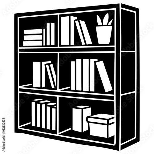 black and white bookshelf photo