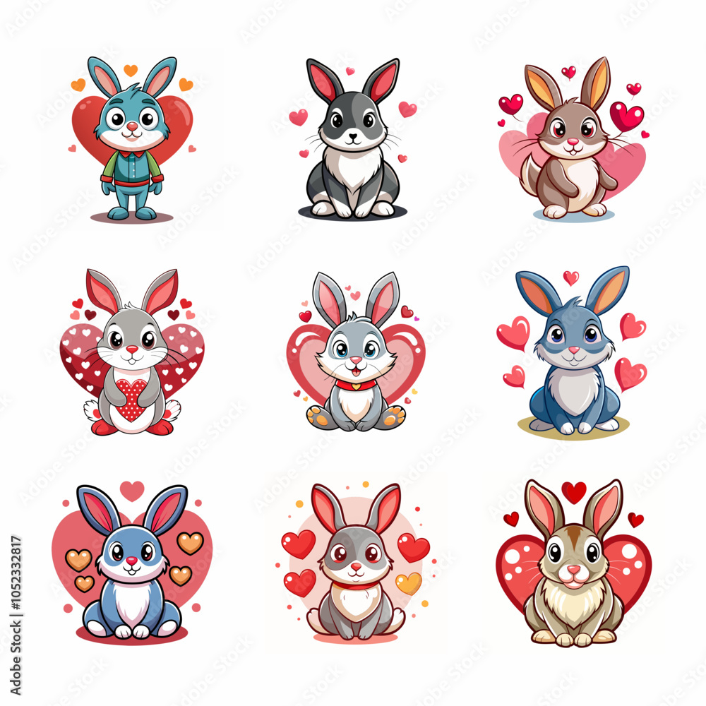 Fototapeta premium This Valentine’s Day Rabbi vector bundle offers cute clipart and illustrations for all your creative projects. Perfect for gifts, cards, and decor.