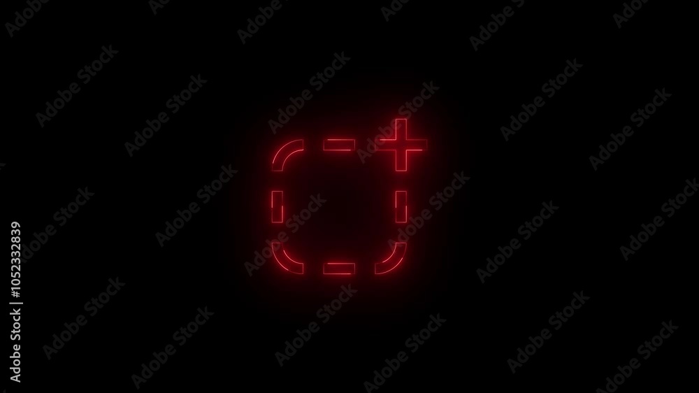 Neon marquee icon glowing black background animation Neon marquee icon glowing black background animation