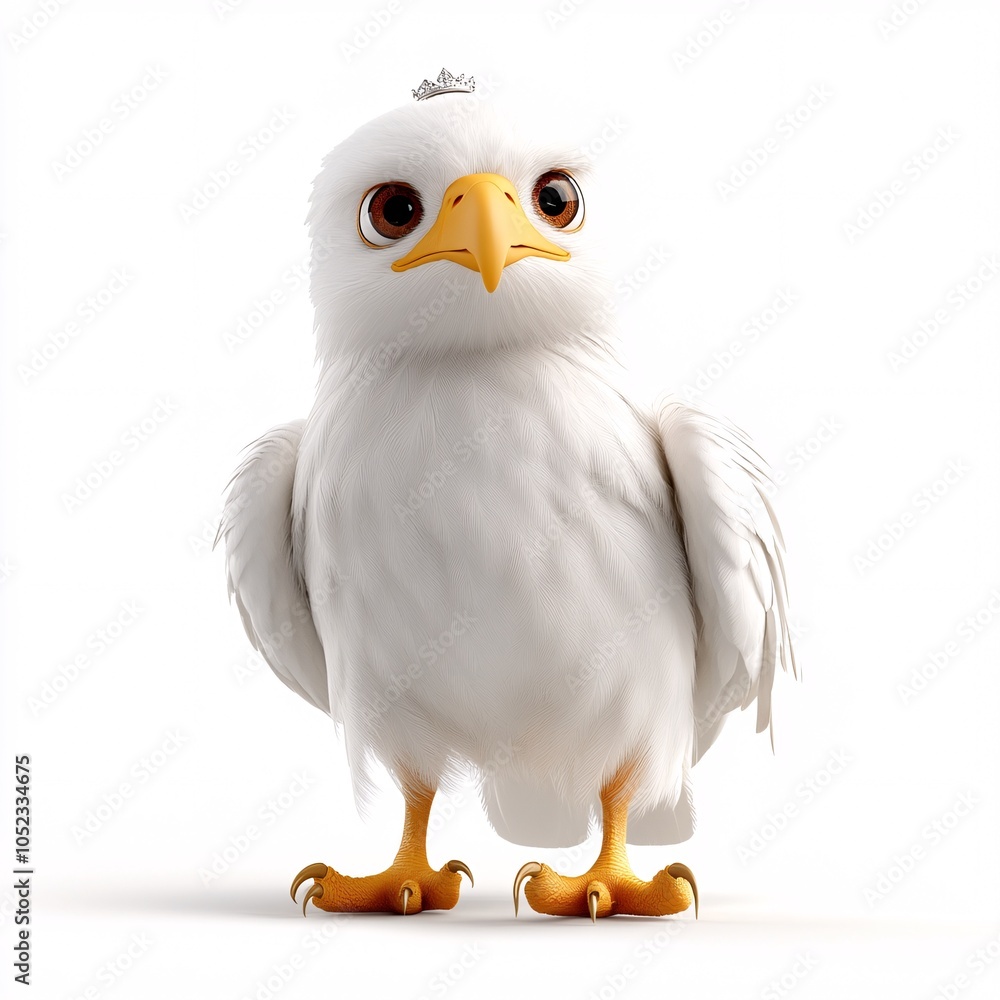 Obraz premium Adorable Eagle with Round Eyes and Tiny Crown
