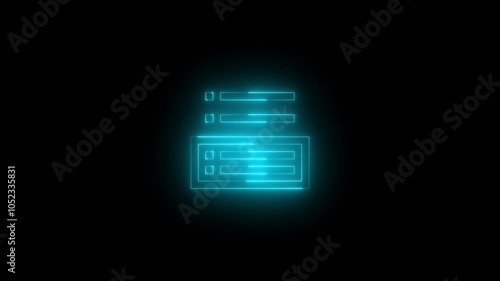 Neon qua rent inedIt ems icon glowing black background animation