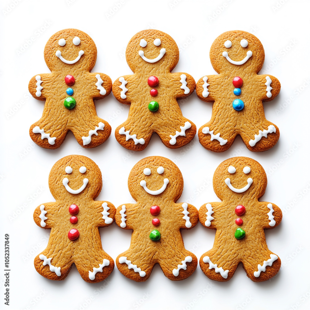 Crispy Gingerbread men cookies Isolated On White Background Crispy Gingerbread men cookies Isolated On White Background