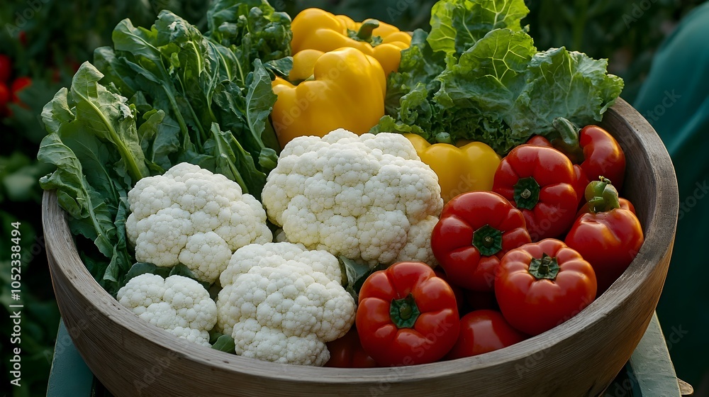 Artfully Arranged Seasonal Produce in Balanced Composition Artfully Arranged Seasonal Produce in Balanced Composition
