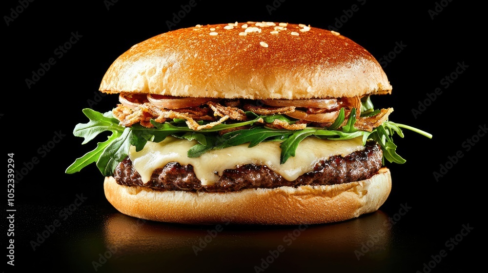Gourmet Wagyu Beef Burger with Melted Cheese Gourmet Wagyu Beef Burger with Melted Cheese