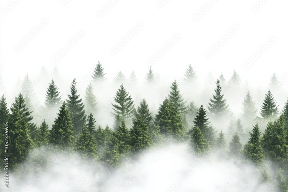 Misty evergreen forest, a mysterious and atmospheric scene of an evergreen forest enveloped in mist, creating a sense of wonder and tranquility, Misty evergreen forest, a mysterious and atmospheric scene of an evergreen forest enveloped in mist, creating a sense of wonder and tranquility,