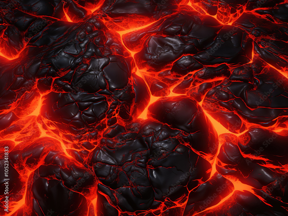 Tileable Red Orange Liquid Magma and Black Coals Surface Pattern Tileable Red Orange Liquid Magma and Black Coals Surface Pattern