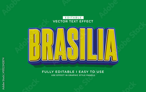 3d editable brazil text effect graphic style template