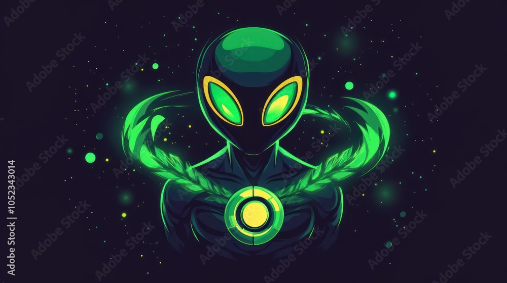 Fototapeta premium Green Alien in Space