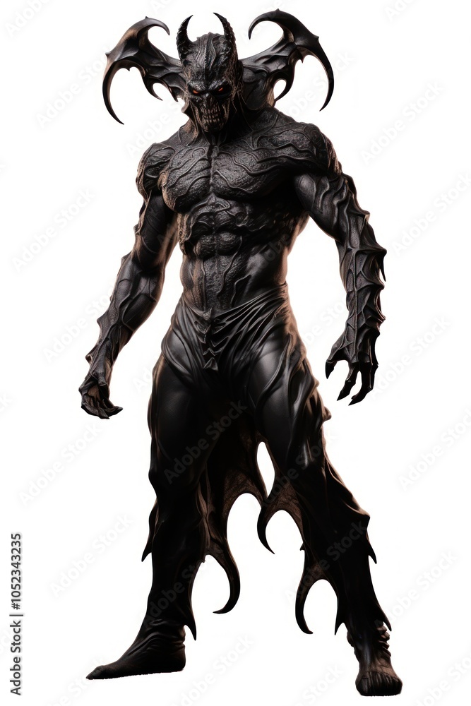 Fototapeta premium Black demon devil adult white background representation.