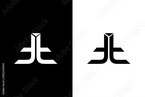 letter t, tt logo design vector illustration with black  and white background photo