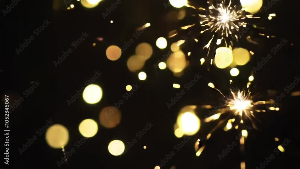 Close-up flickering sparkles on black background Close-up flickering sparkles on black background