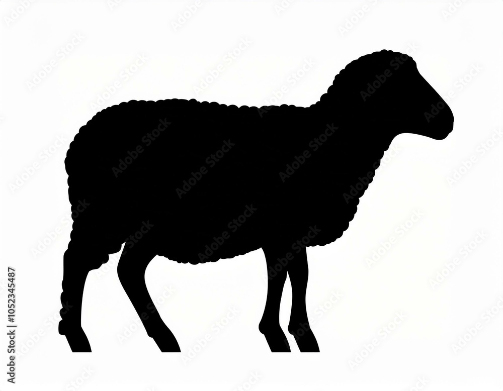 Sheep icon black white silhouette, contrast image isolated on white background Sheep icon black white silhouette, contrast image isolated on white background