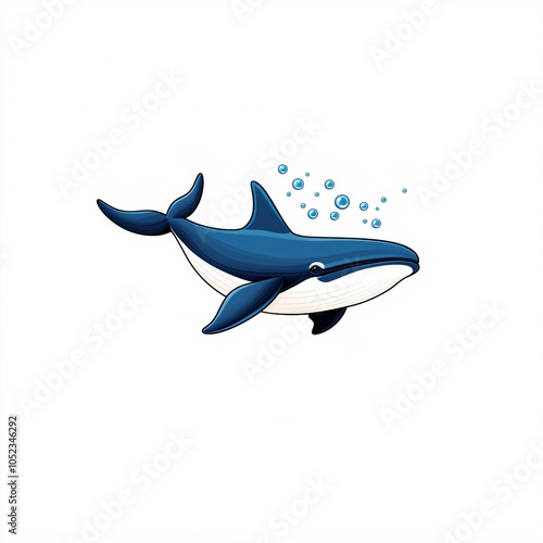 Joyful Baby Whale Swimming in Bubbles