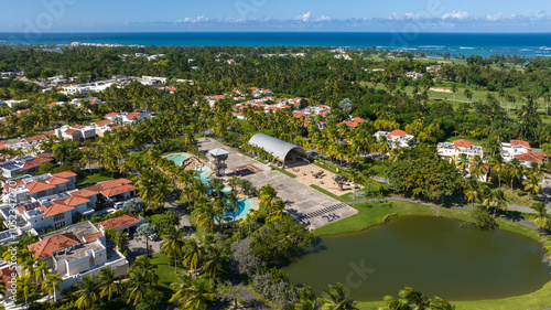 Aerial vantage of Hanger Park in the luxury oceanside residential community of Dorado Beach East, Dorado, Puerto Rico