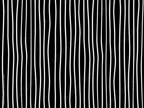 Vertical Pinstripe Pattern with Wonky White Stripes on Black Background for Simple Classic Design