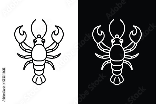 Lobster black lineout icon isolated on white background