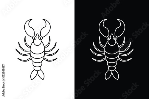 Lobster black lineout icon isolated on white background