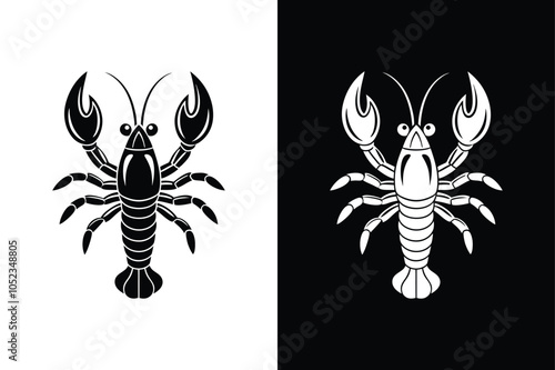 Lobster black lineout icon isolated on white background
