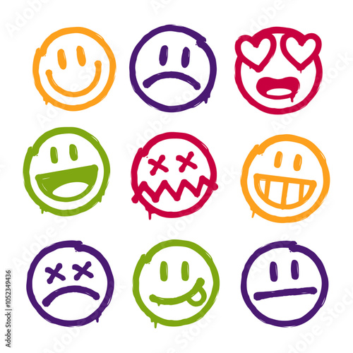 Hand drawn smiley emoji illustration.