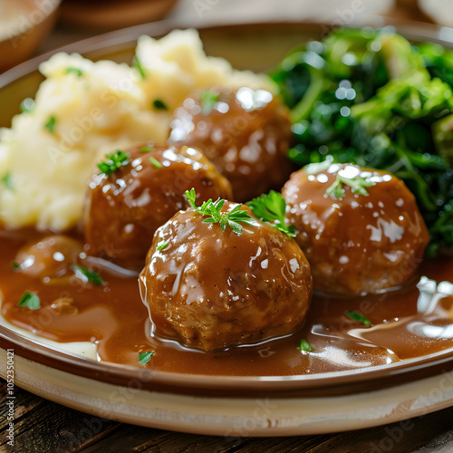 Delectable German Klopse Meatballs Served with Creamy Gravy and Mashed Potatoes