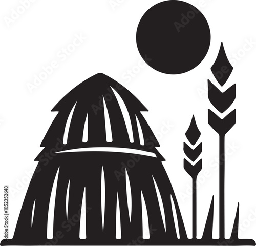 Haystack Silhouette Vector illustration, Haystack agriculture vector