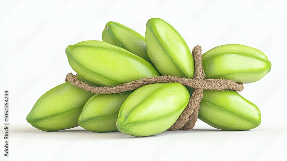 custom made wallpaper toronto digitalA bunch of light green, oval-shaped fruits tied together with brown string.