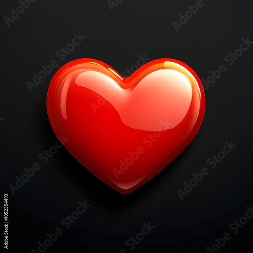red heart on black background