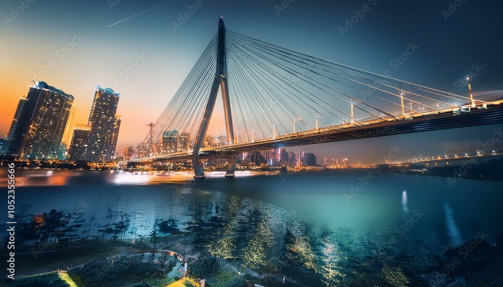 Obraz premium Puente sobre la la ciudad, estampa de viaje