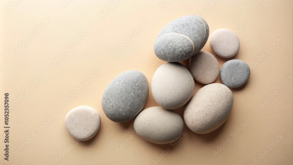 Balanced Gray Stones on Beige Background Balanced Gray Stones on Beige Background