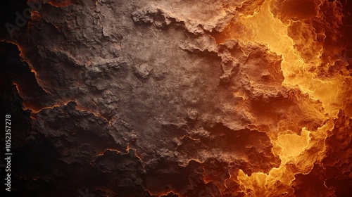 Fiery Interlude Abstract Close-Up of Volcanic Contrasts in Cave Setting, Intense Texture and Color Play - Intriguing Conceptual Art for Design, Abstract Backgrounds, Decor