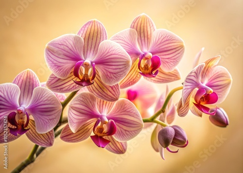 Delicate Orchid Flowers on Soft Beige Background