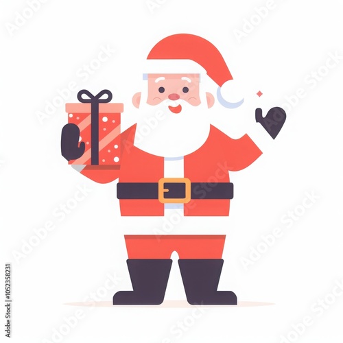 Cute Santa Holding Festive Gifts in Pastel Colors