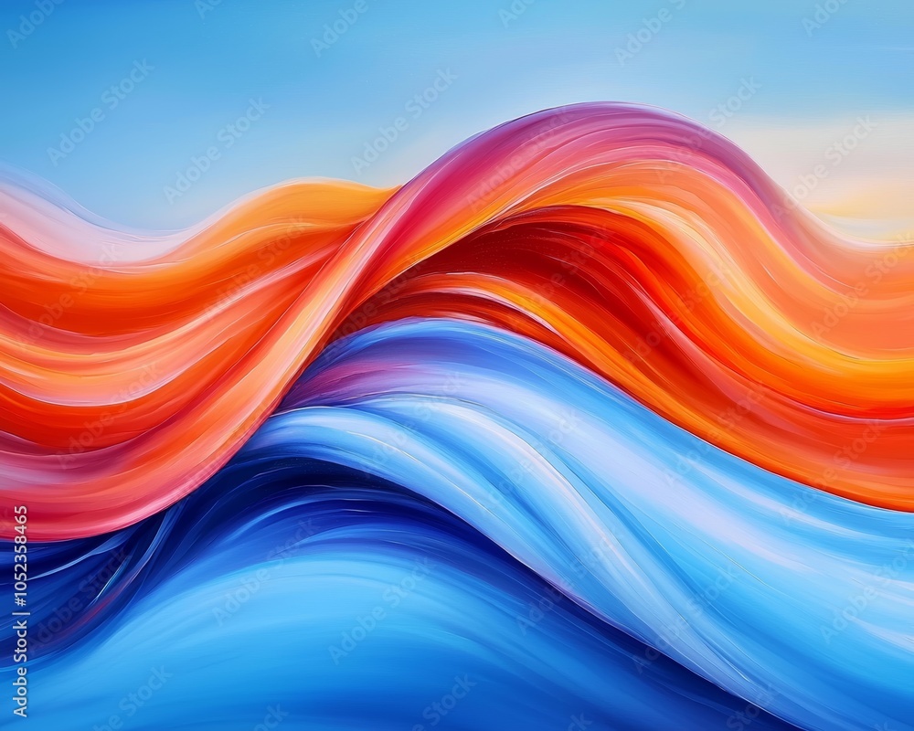 Fototapeta premium VS with a cracked effect, surrounded by bright blue and fiery orange waves that twist and intertwine in a vibrant, high-energy background.