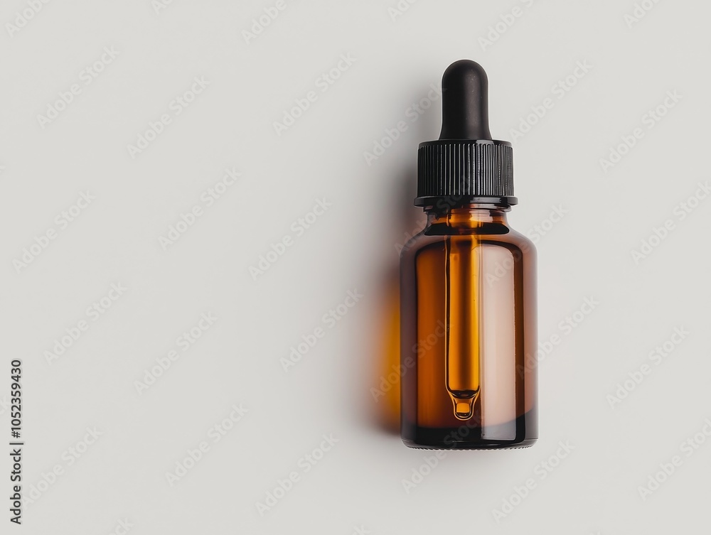 Luxurious Amber Glass Dropper Bottle on Clean White Background - Minimalist Skincare Elegance Luxurious Amber Glass Dropper Bottle on Clean White Background - Minimalist Skincare Elegance