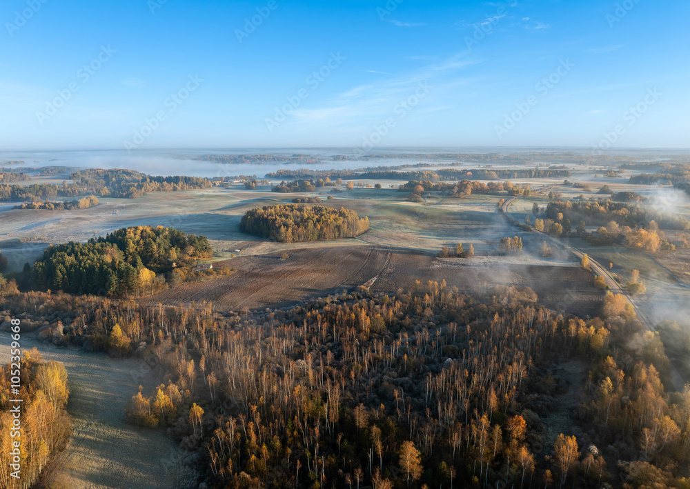 Obraz premium Autumn landscape in the countryside of Latgale, (lake Aulejs),Latvian nature.