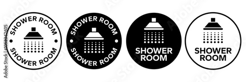 Toilet icons set. Men and women restroom icon sign left right arrow. Disabled wheelchair icon. Baby changing room sign. Parent room symbol. Shower room sign. Bathroom sign. Vector Illustration