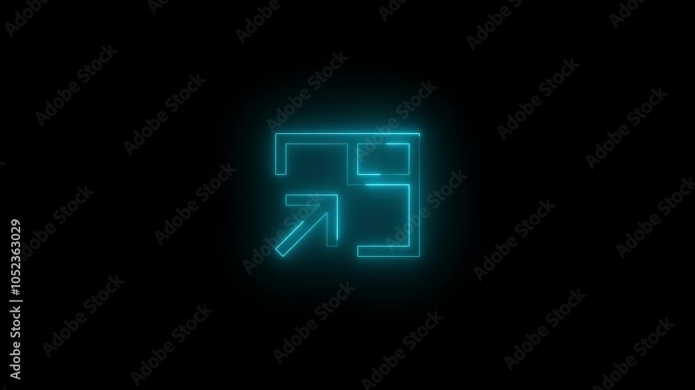 Neon mini contract mirrored icon glowing black background animation Neon mini contract mirrored icon glowing black background animation
