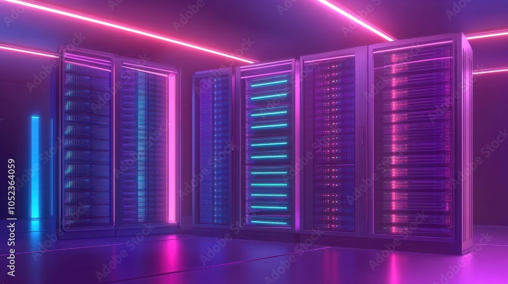 Modern IT server of data center computer racks, IT network infrastracture concept Modern IT server of data center computer racks, IT network infrastracture concept