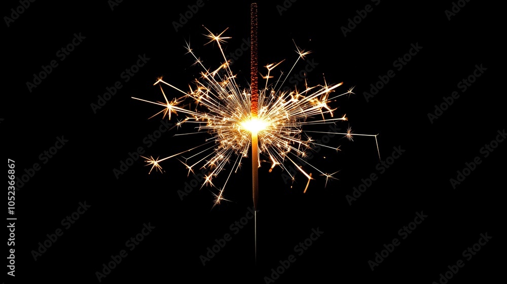 Fototapeta premium Sparkler being lit, symbolizing festive celebrations in minimal style.